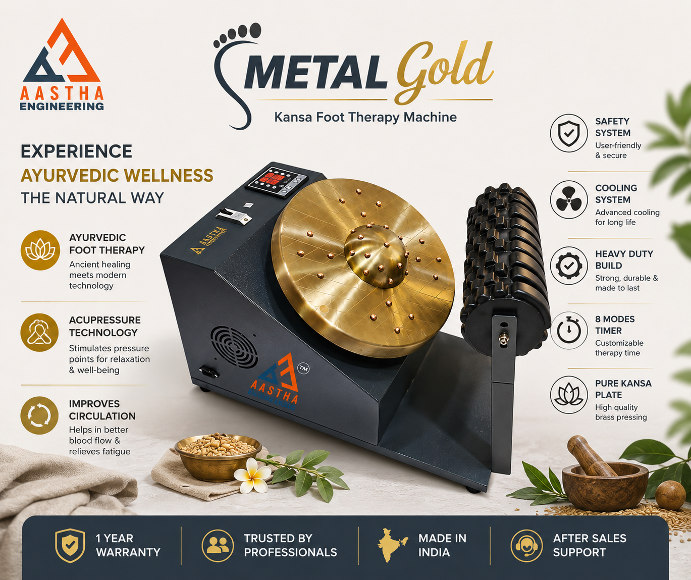 Metal Gold- Kansa Thali Massage Machine - Image 2